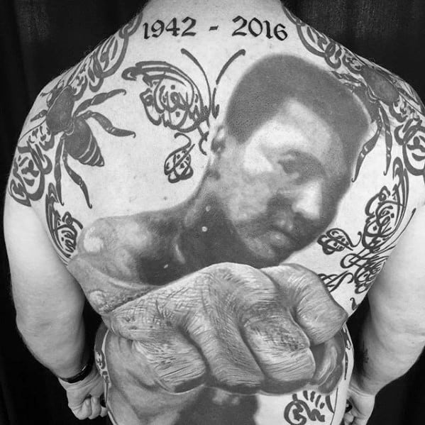 Muhammad Ali Mens Tattoo Ideas On Back With 3d Design