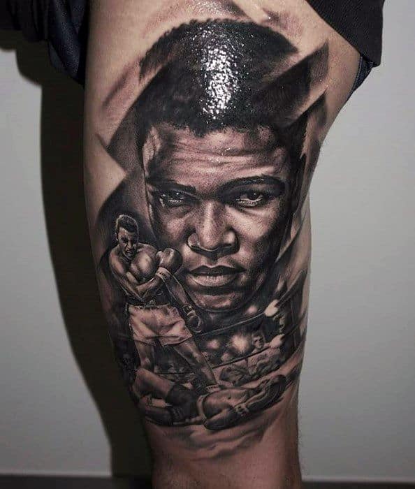 Muhammad Ali Thigh Male Tattoos
