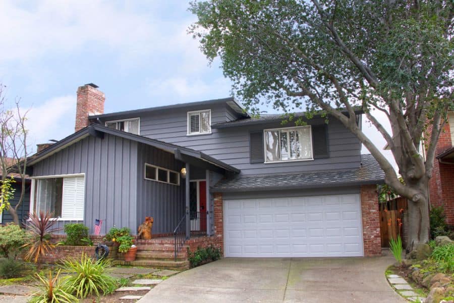 gray multi-level suburban home