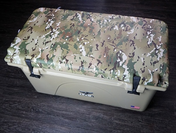 Multicam Camo Lid Tan 75 Quart Orca Cooler