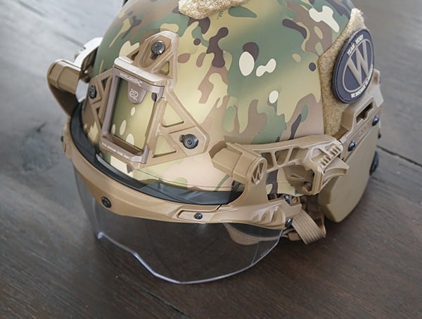Multicam Team Wendy Exfil Sl Helmet With Visor And Ballistic Ear Covers Installed