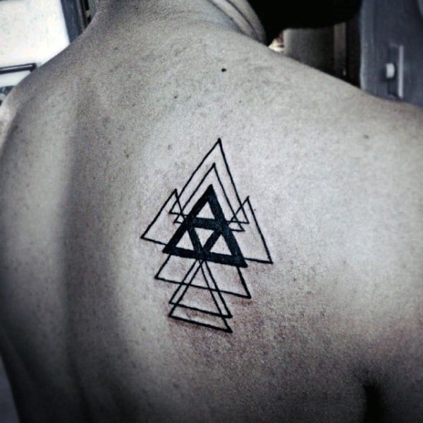 Multiple Triangle Tattoo On Back For Men