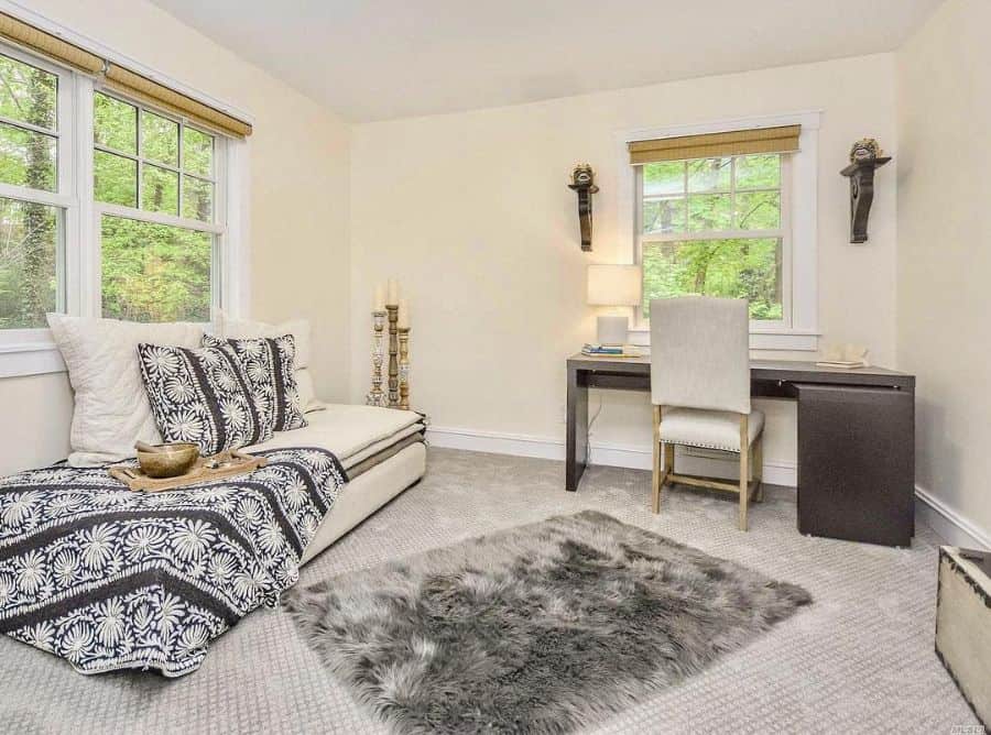 country style spare bedroom turned office 