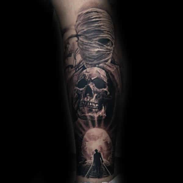 Mummy Inner Forearm Afterlife Mens Themed Tattoo Design Ideas