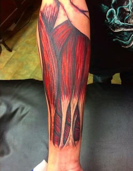Muscle Fiber Guys Forearm Sleeve Tattoo Inspiration