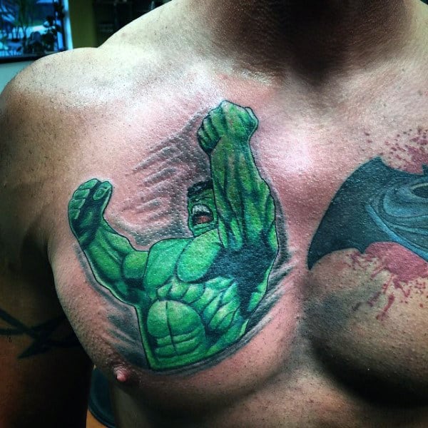 Muscular Arms Hulk Tattoo Male Chest
