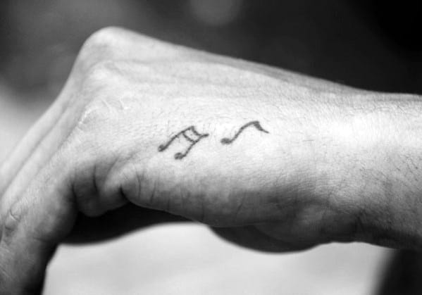 Music Notes Simple Hand Tattoos For Gentlemen