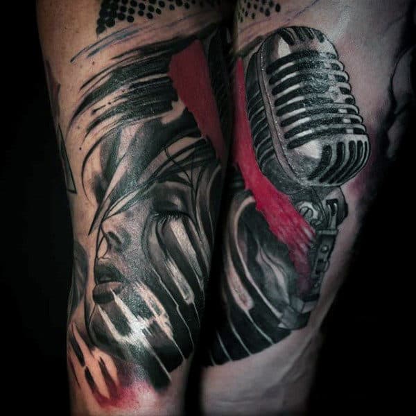 Musical Lady Tattoo On Arms For Guys