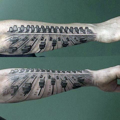 Musical Sound Control Tattoos On Both Arms For Men