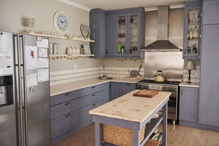 gray cabinet kitchen rustic style