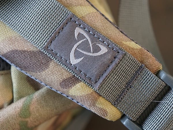 Mystery Ranch Logo Stiched Detail On Urban Assault Backpack Shoulder Strap