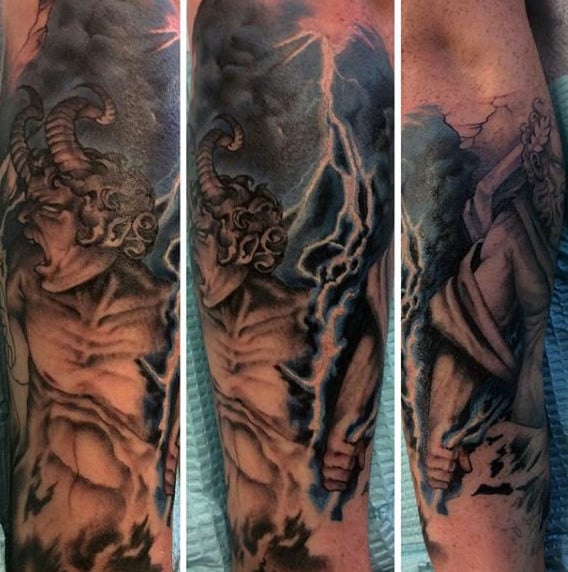Mythology Gods Bolt Of Lightning Tattoos For Men