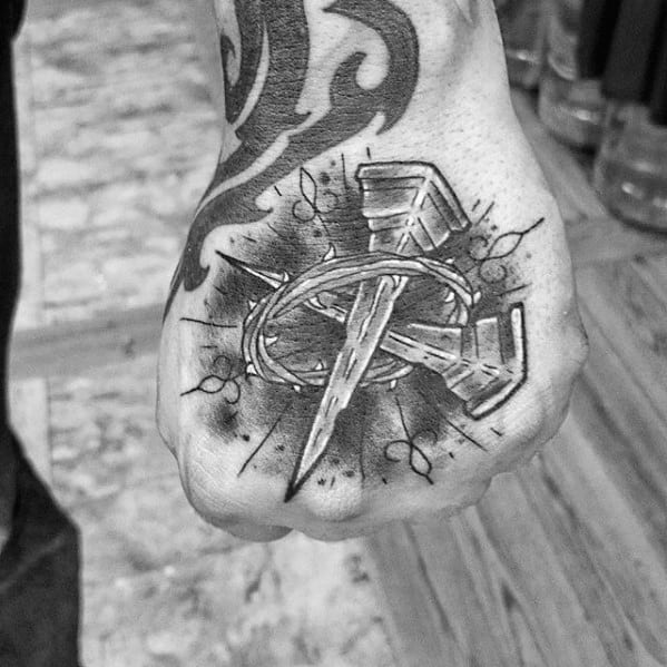 Nails And Thorns Mens Hand Tattoos