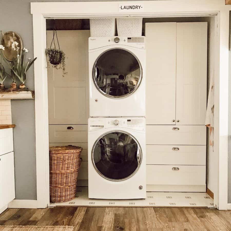 country style cabinet laundry vertical washer and dryer
