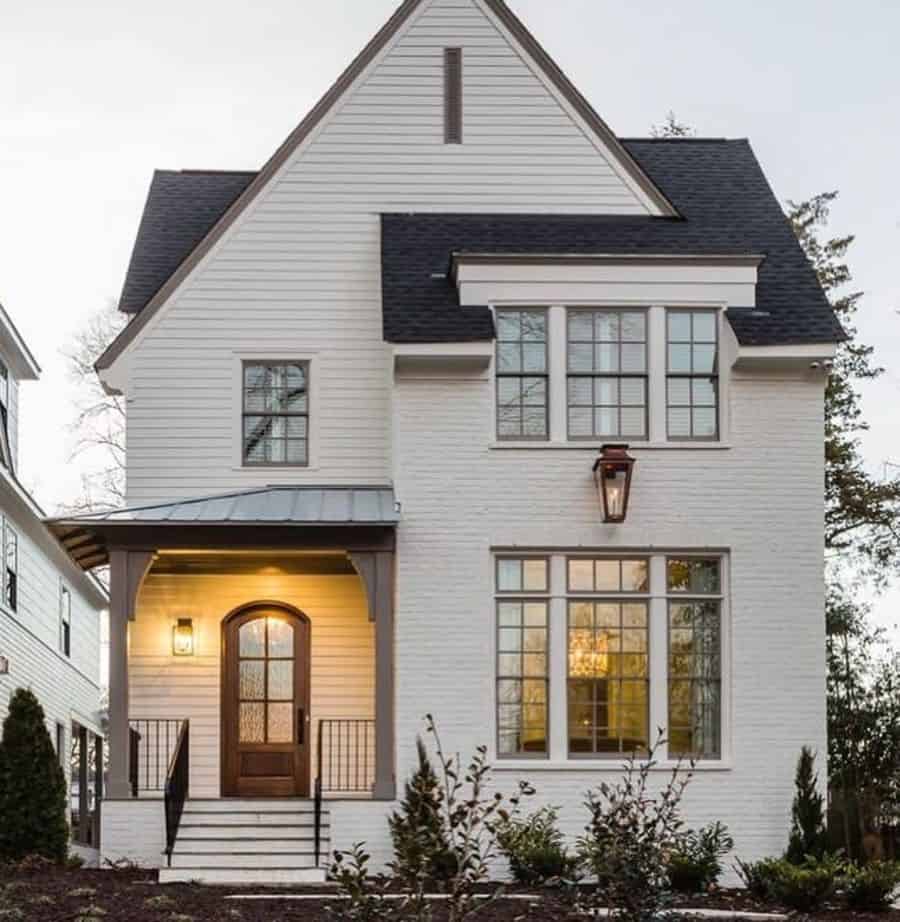 narrow modern farmhouse white exterior 