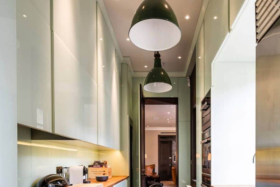 narrow modern galley kitchen