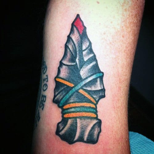 Native Indian Arrowhead Tattoo On Forearms Men
