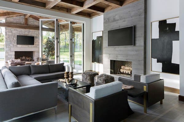 Natrual Rustic Wood Vintage Look Coffered Ceiling Ideas