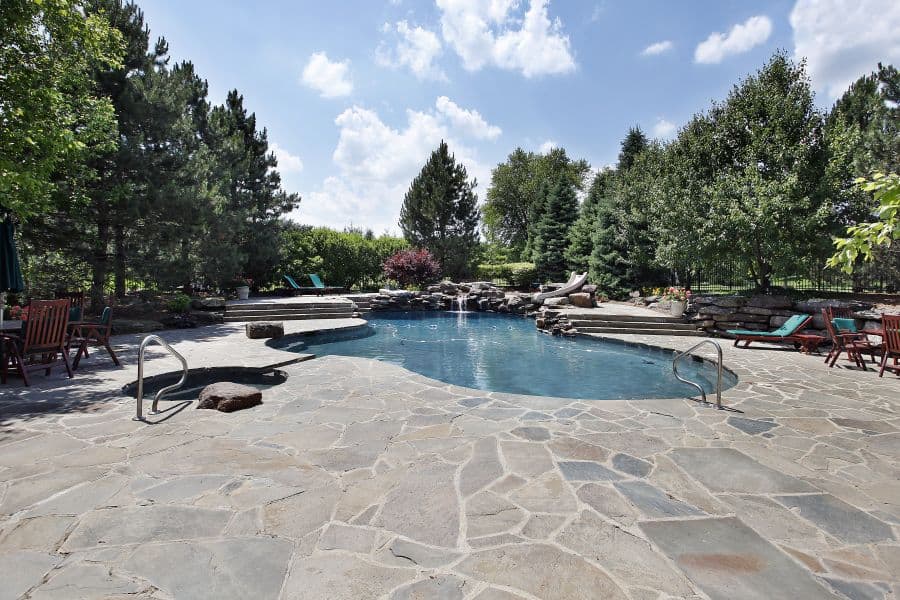 natural stone paver pool deck