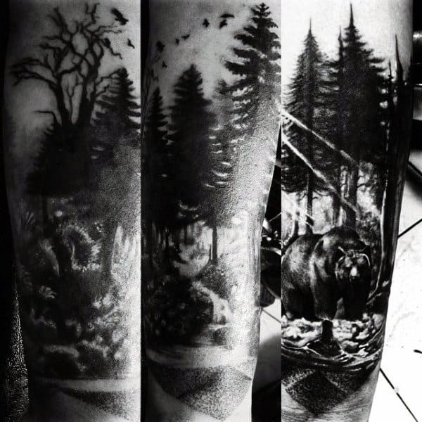 Nature Pine Tree Tattoo Designs For Men