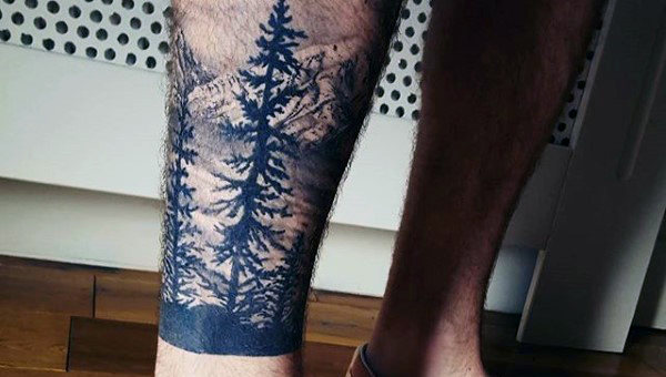 Nature Pine Tree Tattoo For Men