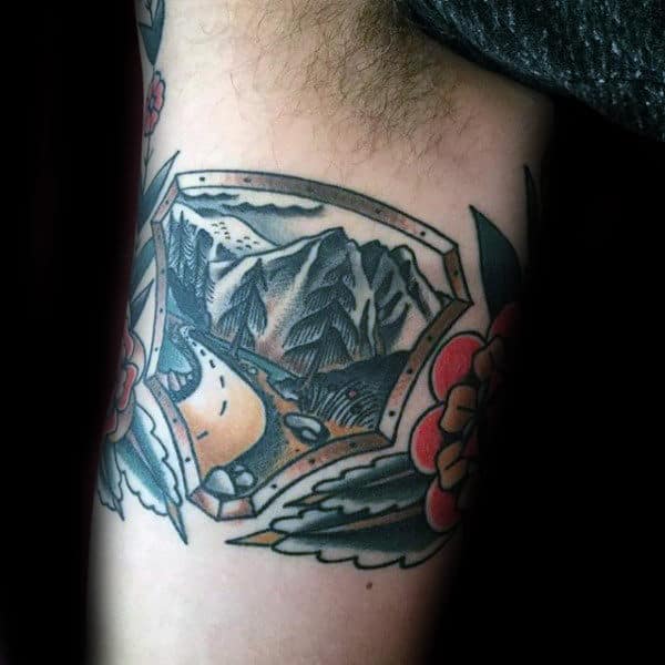 Nature Scene Twin Peaks Mens Arm Tattoos