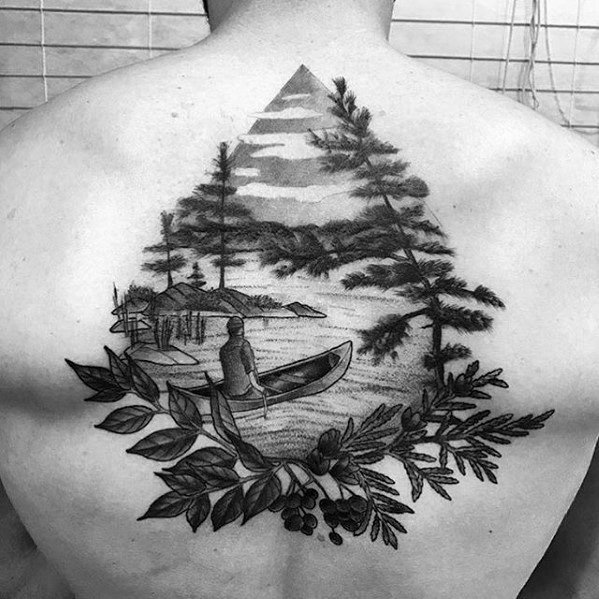 Nature Themed Lake Great Tattoos Guys On Back