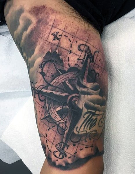 Nautical Compass Tattoo Designs For Men