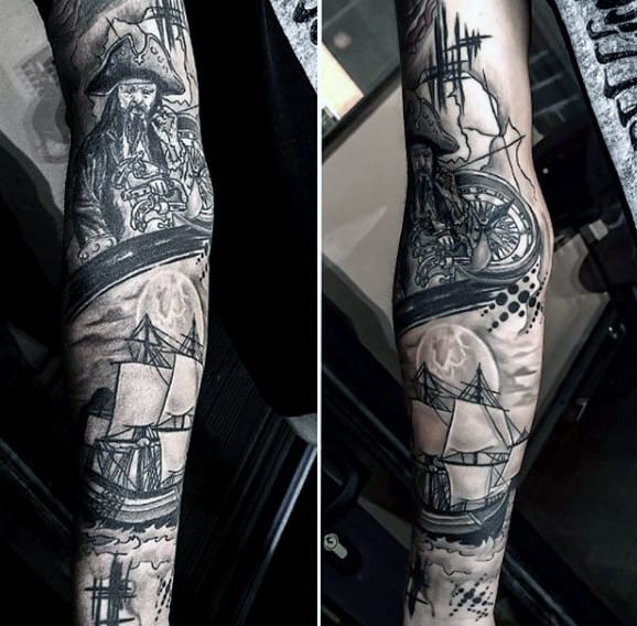 Nautical Compass Tattoo For Men