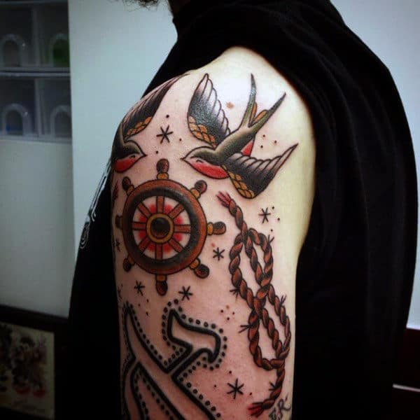 Nautical Male Rope Knot Arm Tattoo Ideas