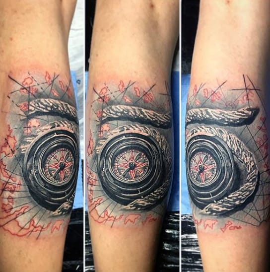 Nautical Mens Compass With Rope 3d Leg Calf