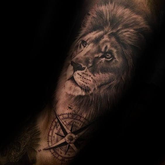 Nautical Star Half Sleeve Lion Male Tattoos