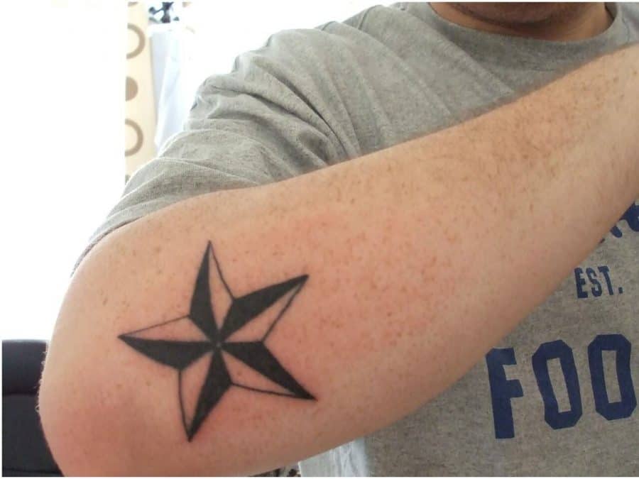 Nautical Star Tattoo Forearm Heavy Black Ink