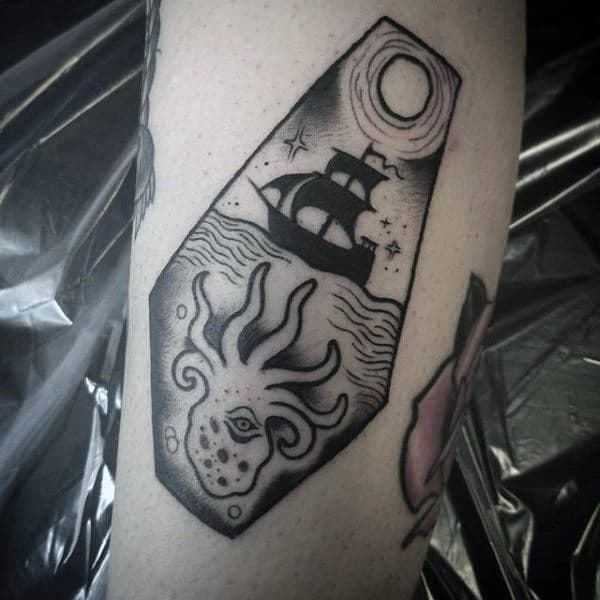Nautical Themed Mens Coffin Tattoos