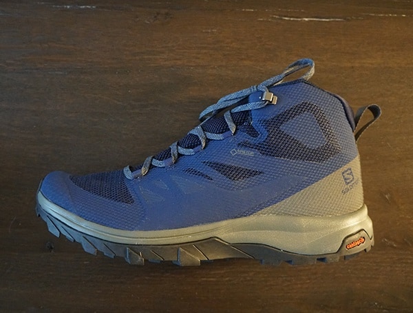 Navy And Grey Mens Salomon Outline Mid Gtx Shoes Side