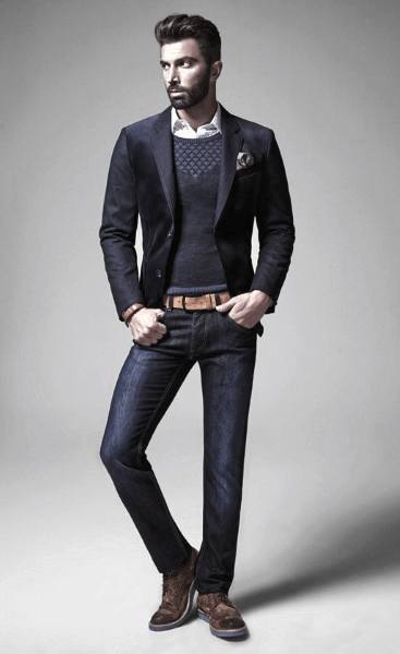 Navy Blazer With Jeans Casual Wear Outfits For Men