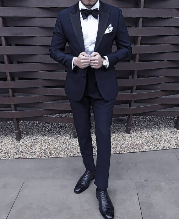 Navy Blue Suit Black Shoes Formal Tuxedo Styles For Gentlemen