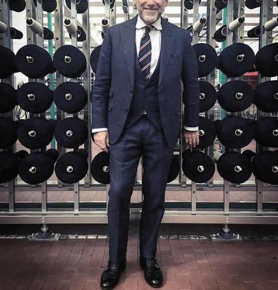 Navy Blue Suit Black Shoes Male Style