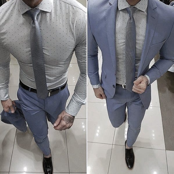 Navy Blue Suit Black Shoes Outfits For Men