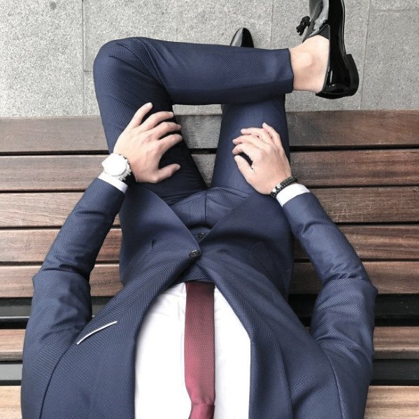 Navy Blue Suit Black Shoes Red Tie Style Ideas For Guys