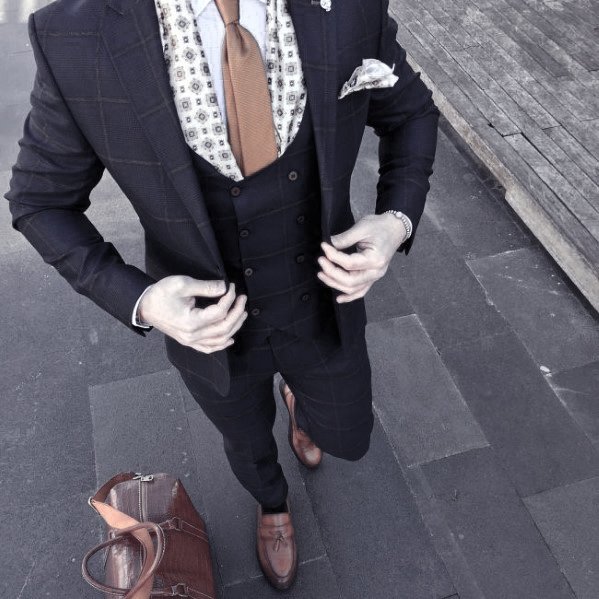 Navy Blue Suit Brown Shoes Styles For Gentlemen