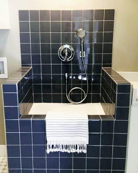 Navy Blue Tiles Dog Washing Station For Home
