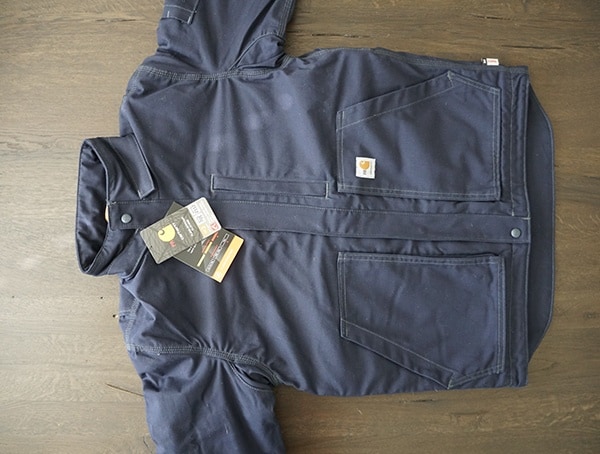 Navy Mens Fire Resistant Full Swing Quick Duck Lanyard Access Jacket Front