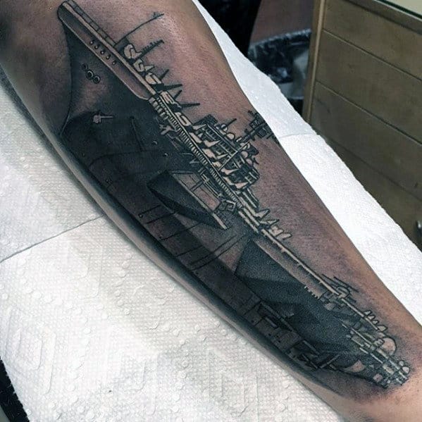 Navy Ship Different Mens Realistic Forearm Tattoo