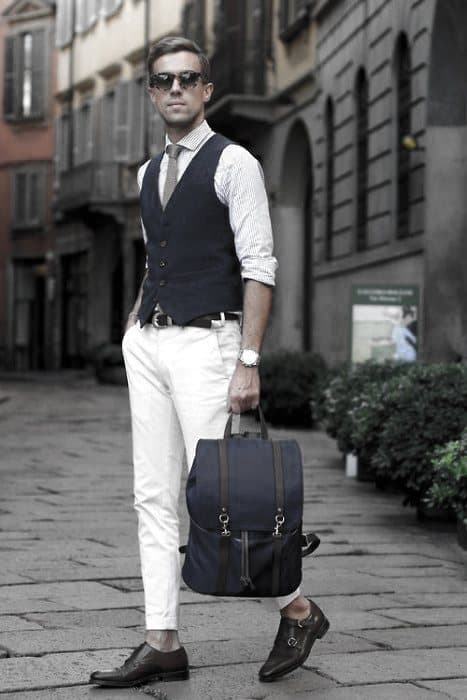 Navy Vest With Tie What To Wear With White Jeans Outfits Outfits For Men