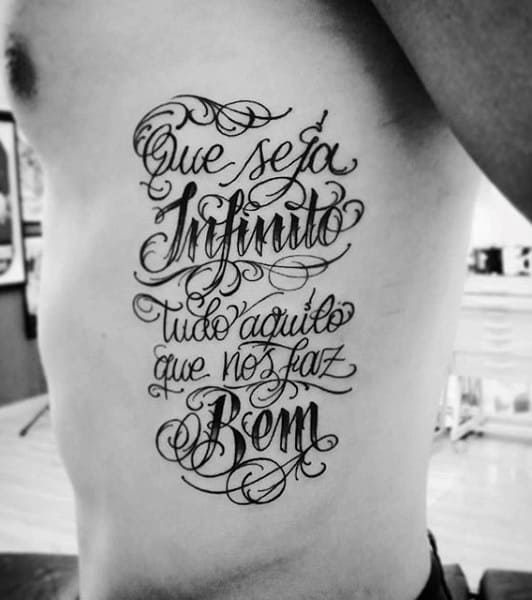Neat Lettering Tattoo Mens Torso