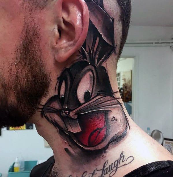 Neck New School Bugs Bunny 3d Looney Tunes Tattoos Guys