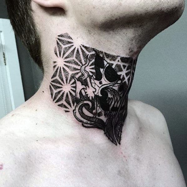 Neck Pointillism Mens Tattoos