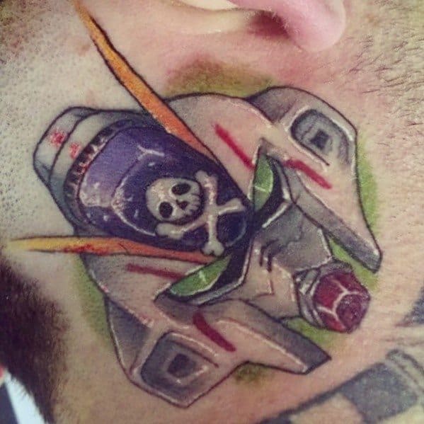 Neck Robot Helmet Gentleman With Gundam Tattoo