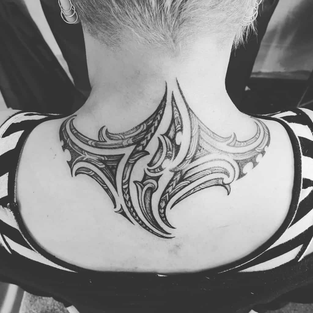 neck simple tribal tattoos uenuku232